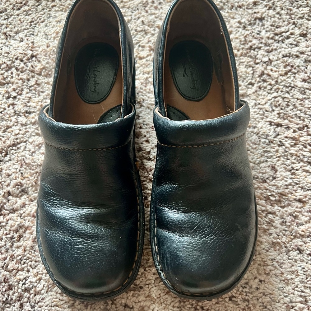 Classic Black Leather Mules